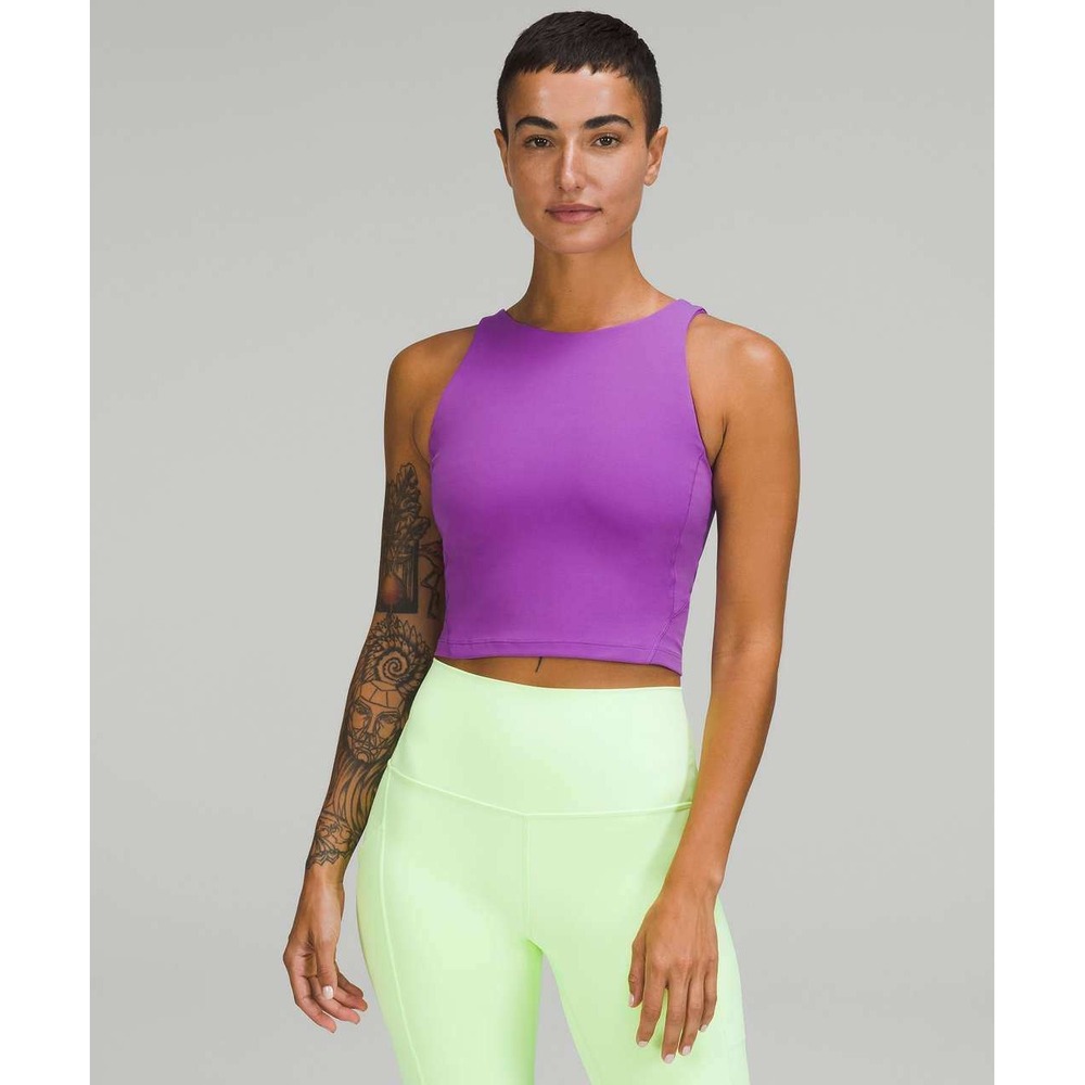 Lululemon Align High Neck Tank Top Moonlit Magenta Purple Shelf Bra Sz 2 W1DKES